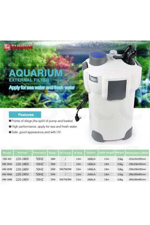 SunSun Hw-304a Akvaryum Dış Filtre 2000 L/s
