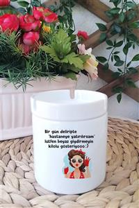 Kreatölye Bir Gün Delirirsem Baskılı Beyaz Kül Tablası