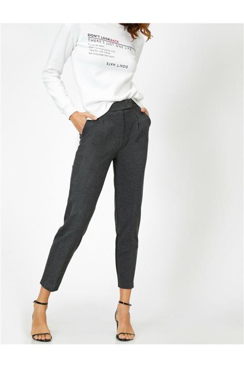 Koton Kadın Gri Cep Detayli Pantolon