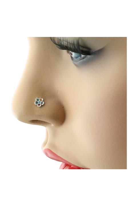 Beste Şahin Renkli Zirkon Taşlı Çiçek Gümüş Hızma