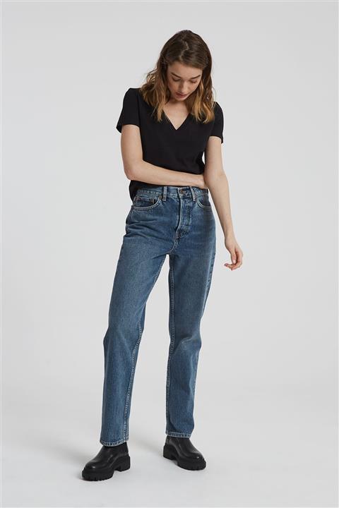 CROSS JEANS Dıana Koyu Taş Indigo Yüksel Bel Dad Straight Fit Pantolon