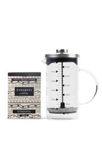 endorfia 600 ml  Ateşe Dayanıklı Cam French Press Ve 100 g Etiyopya Kahve