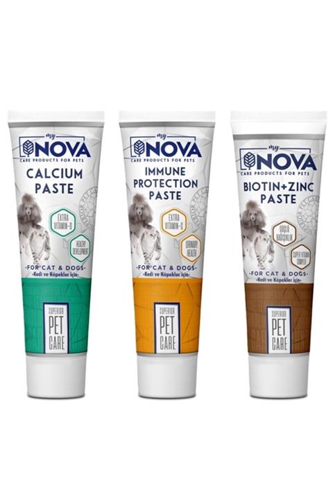 Nova Calsium Mineral Paste / C-vitamini Immune Protection Paste / Biotin & Zinc Paste 3x100 Gr