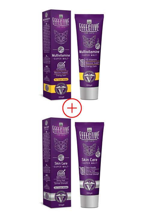 Delibon Effective Multivitaminli Ve Dermatolojik Etkili Yavru Ve Yetişkin Kedi Macunu 2'li Set