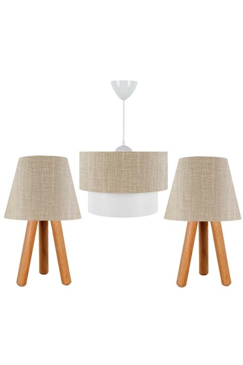 EvLight Üçlü Oda Seti Avize Ve Abajur Kumbeji