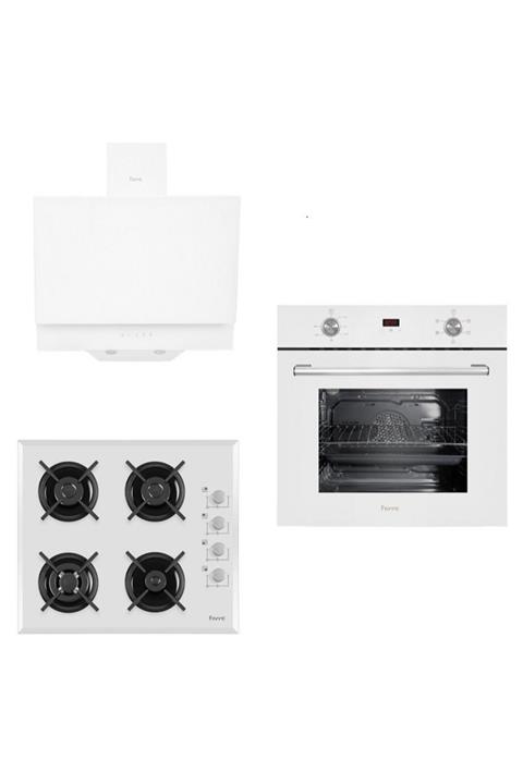 Ferre New Lux İtaliano White 3'lü Wok Ankastre Set (6009-B1140WB-D017)
