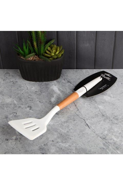 Şahane Pazar Bambu Saplı Silikon Beyaz Spatula 12499