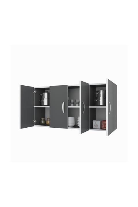Kenzlife banyo dolabı ruslana gri 060*120*22 hazır mutfak ofis dolabı kitaplık kapaklı raflı
