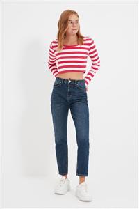 TRENDYOLMİLLA Mavi Yüksek Bel Mom Jeans TWOAW22JE0879