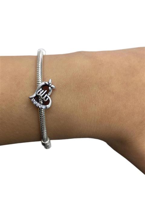 My Story Çiçek Ve Taşlı Kalp Gümüş Charm