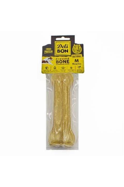 Delibon Deri Press Köpek Kemik 15cm M Boy 1li Paket Naturel