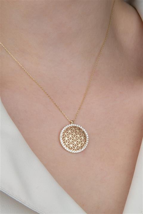 Milades Altın Yaşam Çiçeği Kolye