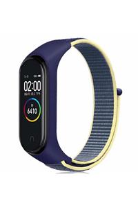 Coverzone Xiaomi Mi Band 5 Saat Kayışı Hasır Örme Kordon Kayış Lacivert Yeşil