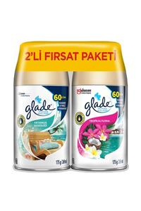 Glade Oda Kokusu, Otomatik Sprey Yedek, 2'li Paket, Okyanus Sessizliği Ve Tropikal Floral, 269ml (2 Yedek)