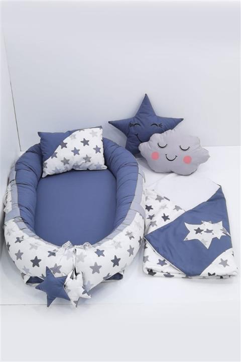 mordesign Büyük Yıldız Babynest Polar Battaniye Takım Gri
