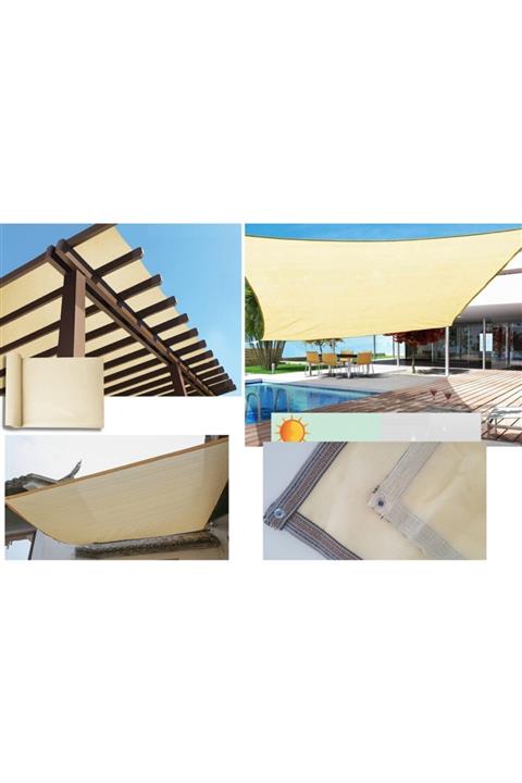 Asenya 2x12 m %95 Krem Gölgelik Branda Gölgeleme Tülü Görüntü Rüzgar Kesme Filesi Gölgelik Kumaş