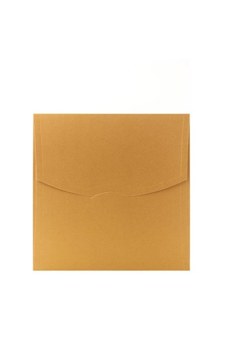 Ege 18x18cm Metalik Altın 240gr Lüks Davetiye Zarfı - 50 Adet