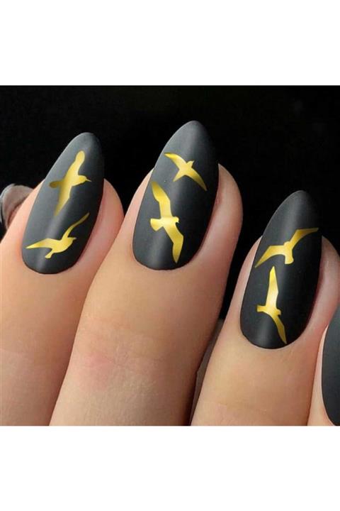 Artikel Kuşlar Metalik Tırnak Sticker, Nail Sticker, Nail Art