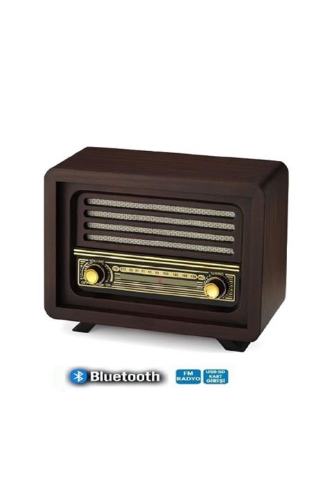 YUSOFT Laleli Model Bluetooth Fm Sd Kart Aux Usb Özellikli Nostaljik Ahşap Radyo Istanbul Model Retro