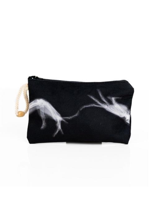 Mutlumu Anime Iskelet Eller Baskılı Siyah Bez Kalemlik