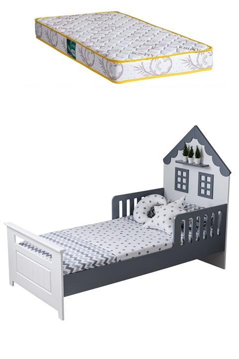Setay Montessori Yatak, Casa Montessori Karyola, Antrasit + 1 Adet Comfort Yatak - Sty