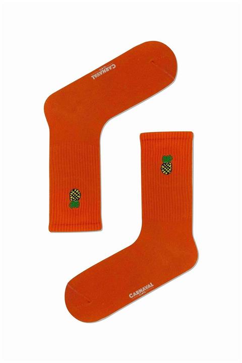 CARNAVAL SOCKS Unisex Turuncu Ananas Nakışlı Spor Çorap