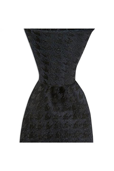 1001 Kravat Siyah Lacivert Desenli  Ipek Kravat  8 Cm Genişliğinde