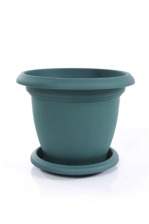 ToXA 5 lt Yeşil Tabaklı Yuvarlak Plastik Villa Saksı No6 Ø26x19cm