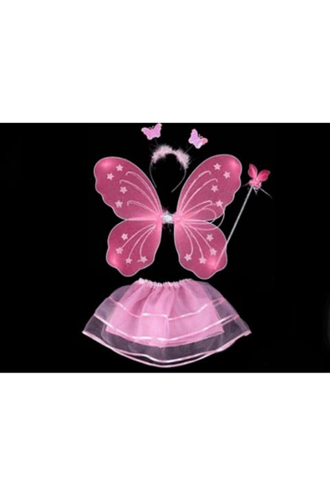 FOKUL Etekli Kelebek Kanat Seti 4 Parça - Pembe