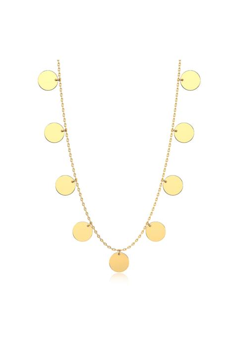 İNDİGO TAKI Sade Pullu Altın Kaplama Gümüş Kolye