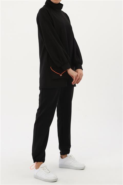 ALLDAY Kadın Siyah Reglan Kol Cepli Eşofman Takımı