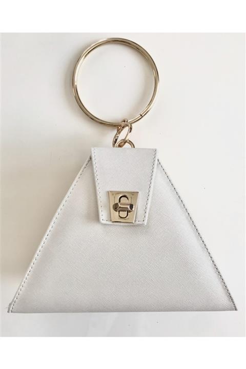Abiye Butik Çanta Triangle New Krem Rengi Abiye Çanta