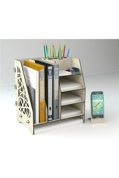 Tasarım Şeker Ofis Masaüstü Organizer Düzenleyici A4 Evrak Rafı - Akçaağaç