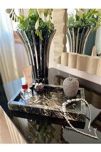 Bronze Marble Design Mermer Sunum Tepsisi
