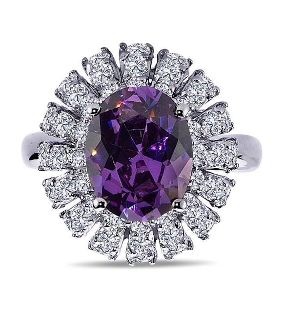 Lova Pırlantalı Oval Ametist Yüzük - 1030163