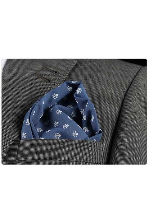 Exve Exclusive Erkek Mavi Desenli Yaka Cep Mendili