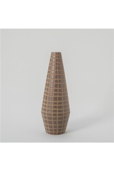 Chakra Lines Vazo 14x41 Cm Kahve