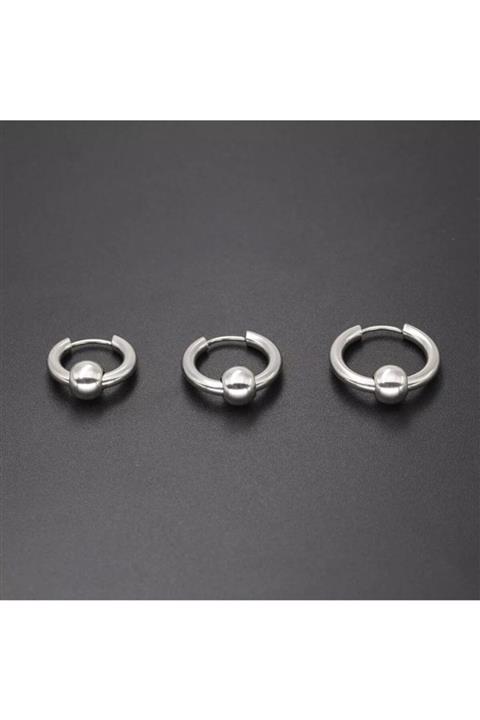 Jaida Moda Unisex Gümüş Cerrahi Çelik Halka Küpe 3 Farklı Boy