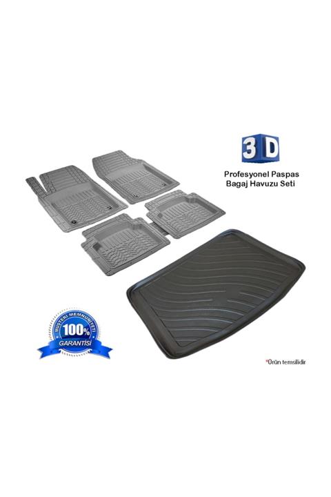 Yekoto Renault Clio 2 Hb 99-06 Uyumlu Gri 3d Paspas+bagaj Havuzu Seti