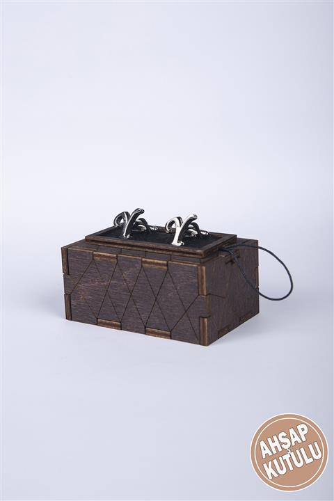 BAYEFENDİ Ahşap Kutulu Harfli Gümüş Rengi Kol Düğmesi Y Harfi