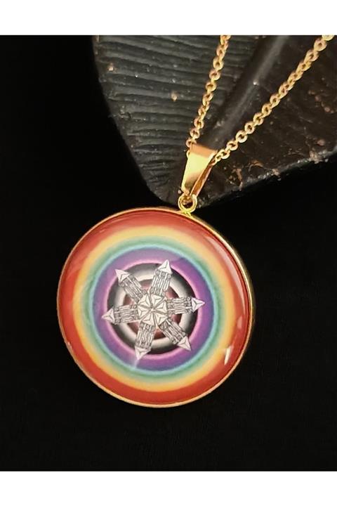 Sihirli Titreşimler Atlantis Mandalası 7 Çakra Paslanmaz Çelik Kolye Ve Zincir