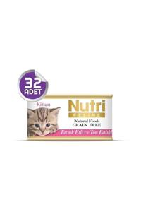 Nutri Feline Tahılsız Tavuk Etli Ton Balıklı Kedi Konservesi 85 Gr 32 Adet