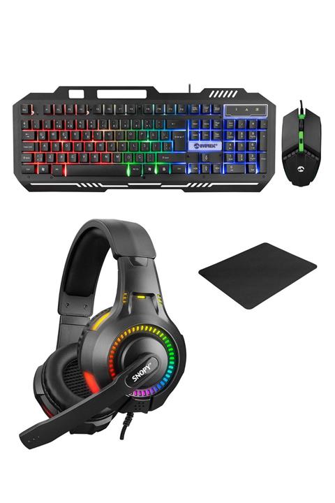 Everest Rampage Rampage Drifter Combo Pro 4 Lü Rgb-gökkuşağı Aydınlatmalı Gaming Set Klavye Mouse Kulaklık Pad Set