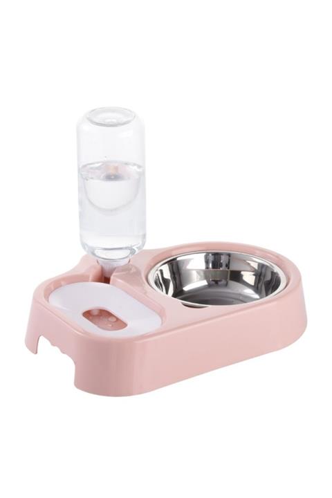 EvinKapında Mikopet Otomatik Su Sebilli Mama Kabı-pembe