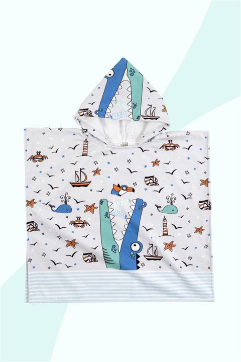 HAMUR Bebek Çocuk Panço Plaj Havlusu Marine