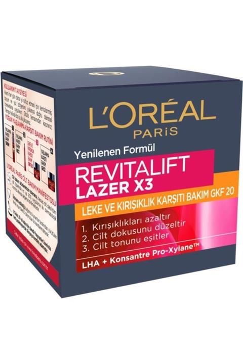 L'Oreal Paris Revitalift Lazerx3 Leke Ve Kırışıklık Karşıtı Bakım Gkf20 50ml