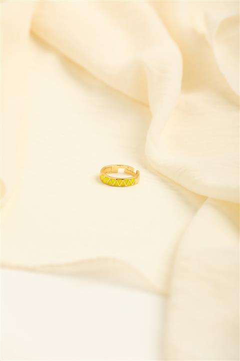 bikgedesign Sarı Gold Desenli Yüzük