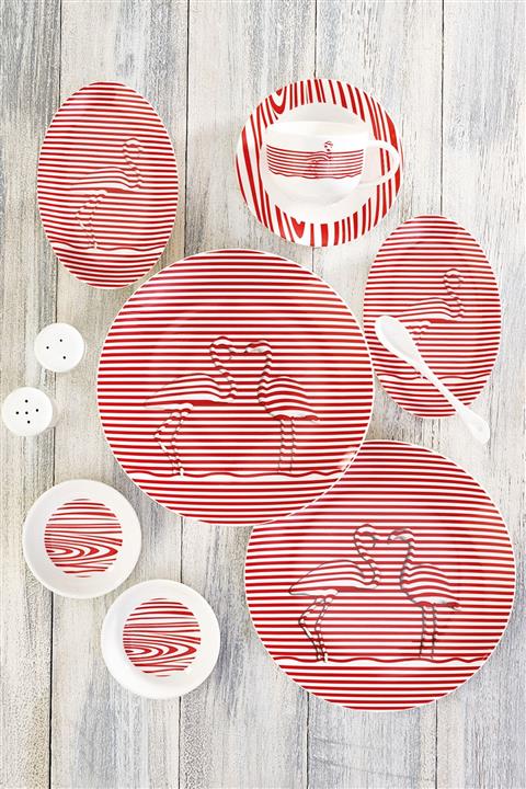 Emsan Allı Turna 3d 32 Parça 6 Kişilik Porselen Kahvaltı/servis Takımı