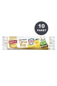 Koroplast Ekstra Güçlü Limon Büzgülü Orta Boy 15li Çöp Torbası X 10 Paket