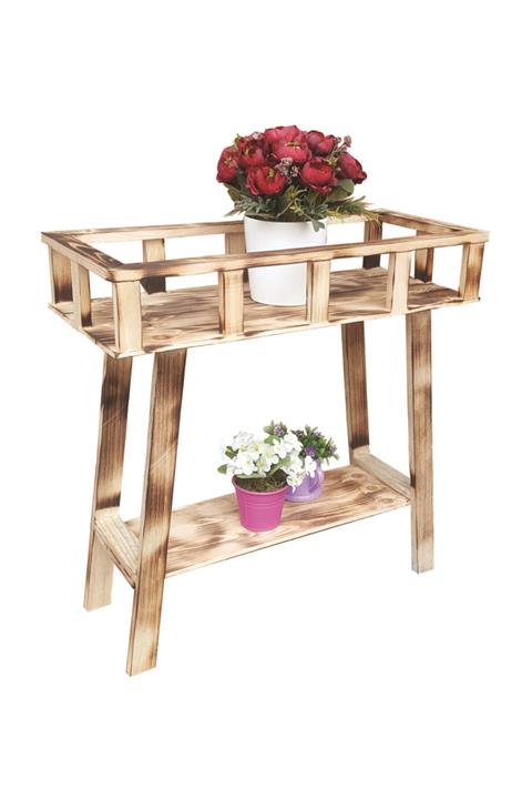 SOSYAL NALBUR Dekoratif Ahşap Yanık Çiçeklik